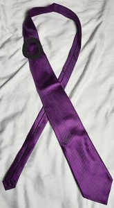 David Donahue Vivid Tie Handmade Purple Striped 100%Silk Made In USA - Picture 1 of 10