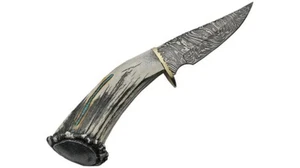 Rite Edge Skinner , 5" Damascus steel blade,Elk stag handle w/ turquoise WF1240 - Picture 1 of 5