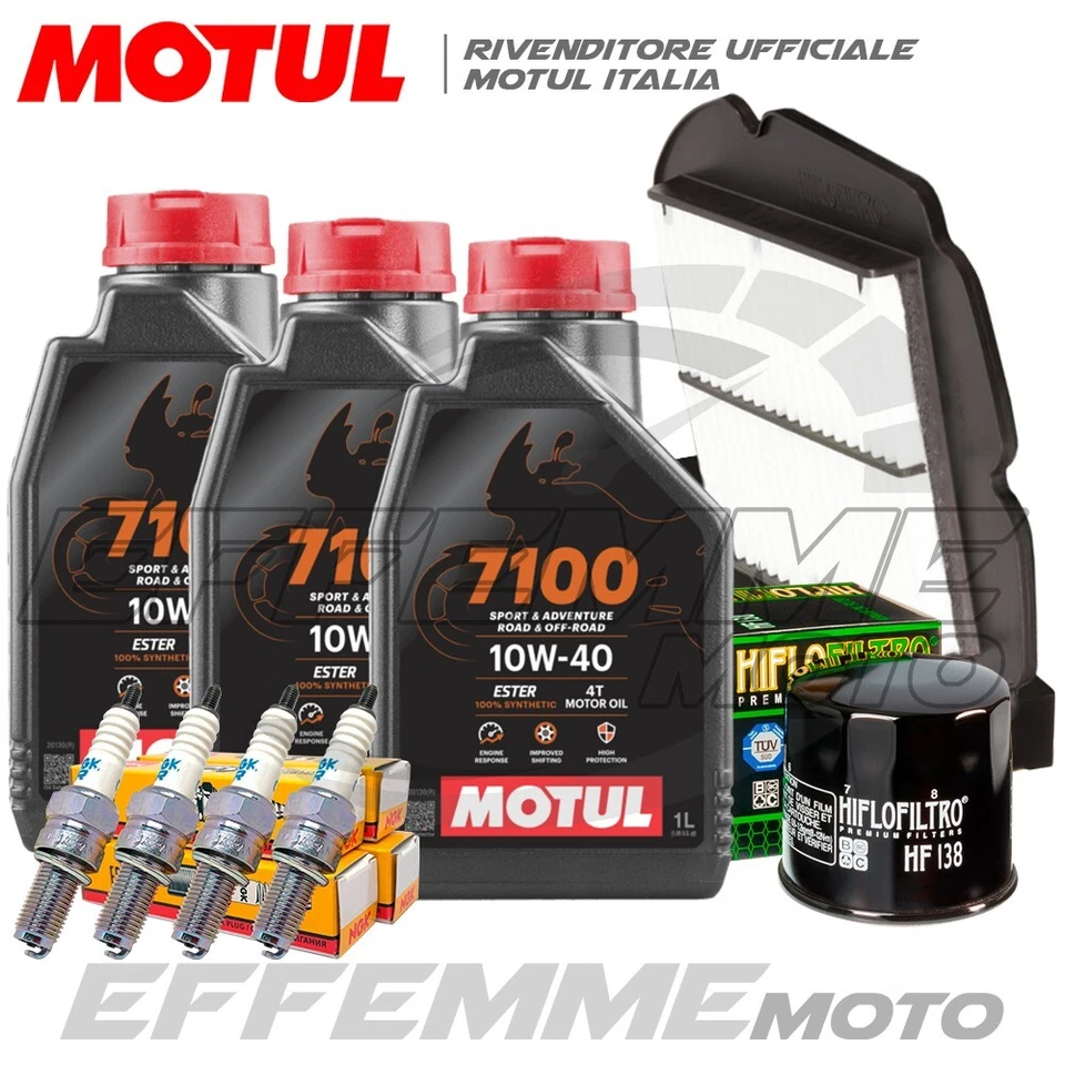 MOTUL + HIFLO + NGK Tagliando SUZUKI SV 650 /SV650 X 2017 2018 2019 2020 (7100 10W40 Filtri candele)