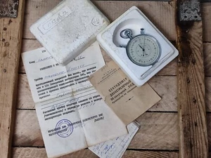 1970s SLAVA Soviet SPLIT CHRONOMETER stopwatch stop watch original box and docum - Picture 1 of 11