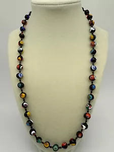Murano Glass Millefiori Beaded Necklace 23”L - Picture 1 of 1