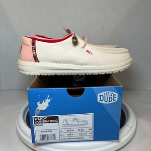 Hey Dude Womens Wendy Chambray Boho Natural Slip On Sneaker Shoes Womens Size 8 - Picture 1 of 5