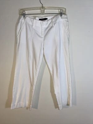 Y2K Arden B. Low 32” Waist Women Sz 4 Ivory Cotton Spandex Comfy Capri Pants USA - Image 1 of 4
