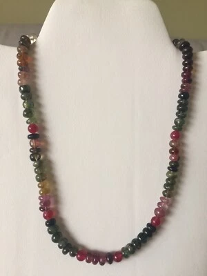 Colar de turmalina 17 pol. longo folheado a ouro feito à mão único - Imagem 1 de 4