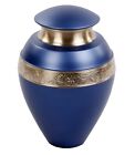 Ikon Serene Blue Cremation Urn - Brass - for Human Ashes - Free Shipping