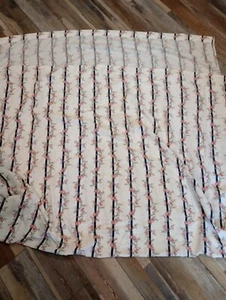 Vintage Fieldcrest Twin Sheet Set Tiny Roses Dark Stripes Off White Background - Picture 1 of 8