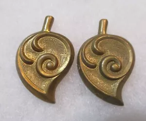 Timbri Foglia Vintage Stampati Ottone Art Déco, Componente Gioielli 30x19mm - Foto 1 di 4