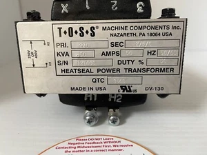 NUEVO TRANSFORMADOR DE POTENCIA SELLO TÉRMICO TOSS DV-130 QTC 3948 S/N:121406 ENVÍO EL MISMO DÍA - Imagen 1 de 9