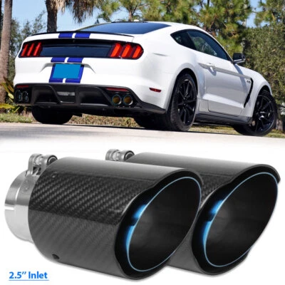 For Ford Mustang Shelby GT350 2x 2.5"Inlet 3.5''Outlet Dual Exhaust Tip Carbon - Image 1 of 4