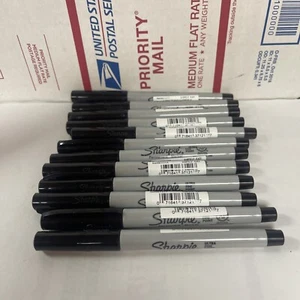 SHARPIE Permanent Markers, Ultra Fine Point, Black, 12 Count 37121 NEW IN BOX - Picture 1 of 3