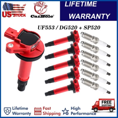 6PCS Ignition Coil UF553& Spark Plug For 2015-2017 Ford F-150 Explorer Edge 3.5L - Image 1 of 4