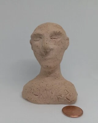 "Homer - 4"-Clay sculpture, hand made. Fired to Cone 5. Unglazed.  - Image 1 of 4