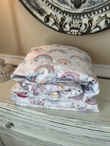 Pottery Barn Kids Rainbow Cloud QUEEN Sheet Set PRE-OWNED READ - Picture 1 of 8