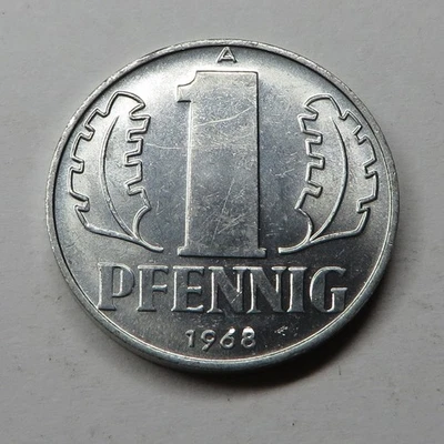 German-Democratic Republic Pfennig 1968A Aluminum KM#8.1 UNC - Image 1 of 2