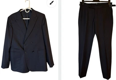 Ermenegildo Zegna 2 изделия униформа платье костюм мужской 48 R темно-синий шерсти шелковой смеси - Изображение 1 из 4