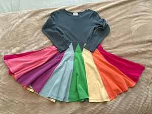 Lemon Loves Lime Sz 8 Girls Twirl Fit Flare Rainbow Gray Dress - Picture 1 of 9