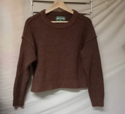 Suéter American Eagle Mujer Pequeño Marrón Pullover Manga Larga Recortado Tejido Foto 1 de 4