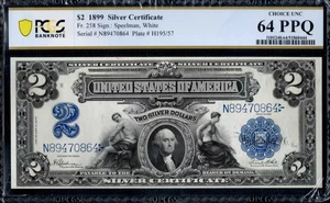 $2 1899 Silver Fr. 258 Mini-Porthole Mechanics + Agriculture PCGS Ch Unc 64PPQ - Picture 1 of 2