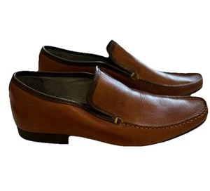Ted Baker Men’s Size 8 Brown Classic Leather Loafers Darker Brown Leather Trim - Picture 1 of 14