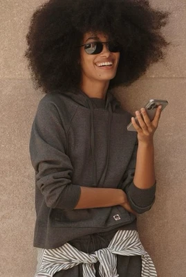 NWT Daily Practice by Anthropologie Slim Heathered Pullover Dk Grey L - Image 1 of 4