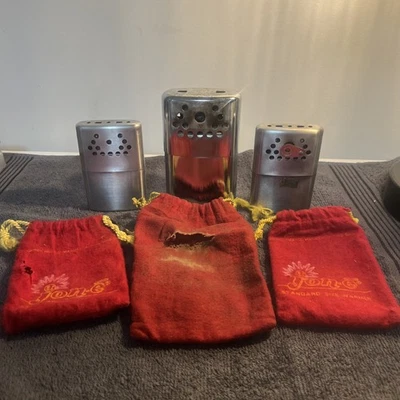 Vtg Jon E Hand Warmers 2 Standard 1971 &1 GI 1973 Aladdin Mfg Co - Image 1 of 4