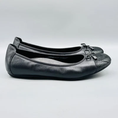 Vionic Shoes Womens 11 Black Leather Minna Ballet Flats Cap Toe Bow Slip On - Image 1 of 4