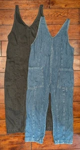Lot of 2 We The Free People High Roller Drop Crotch Jumpsuit Black & Blue Size L - Picture 1 of 24