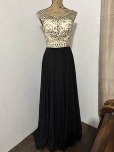 Vestido formal largo negro A Line talla 8 - Imagen 1 de 11