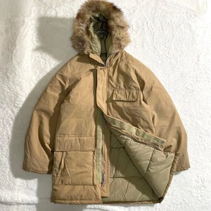 Schott Made In Usa Down Parka 80S90S Hood Fur Beige S - Picture 1 of 11