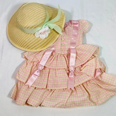 18" American Girl Doll Marie-Grace Summer Outfit Set: Pink Plaid Dress & Hat - Image 1 of 4