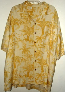 NUEVA CAMISA TALLA S ESTILO BAHAMA 53% seda 37% lino y 10% algodón PALMAS DORADAS - Imagen 1 de 5