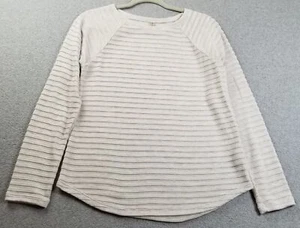 St. John’s Bay Top Women’s Small S Gray Striped Long Sleeve Crewneck See Through - Picture 1 of 11