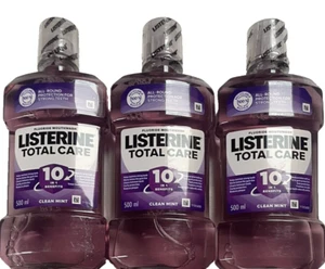 3 x 16.9 oz Listerine Total Care Protect Clean Mint Alcohol 10/2026 Italy made - Picture 1 of 11