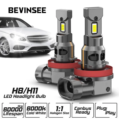 BEVINSEE H8 H11 LED Headlight Globes 70W 6000K High Beam For Volvo S60 134 11-18 - image 1 of 4