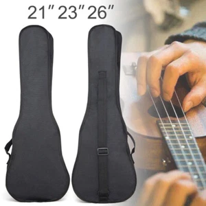 21 23 26 Inch Black Ukulele Bag Portable Soft Case Single Shoulder Belt Backpack - Picture 1 of 10