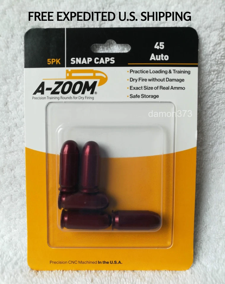 A-ZOOM 45 AUTO Snap Cap 5PK Training Storing Testing No Damage Safe DRY FIRING - Image 1 of 2