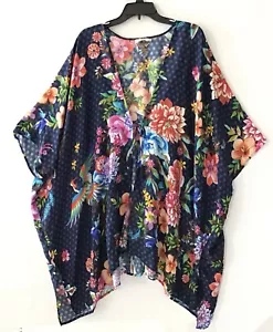 Johnny Was California Multi Color Floral Short Kimono Cover Up 1X New - Picture 1 of 2