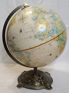 MCM Vintage Replogle Globemaster 12" World Globe Brass Ornate Base - Picture 1 of 9