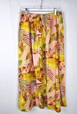 Rachel Roy Linen Blend Maxi Skirt Tropical Print Medium Boho Resortwear - Image 1 of 4