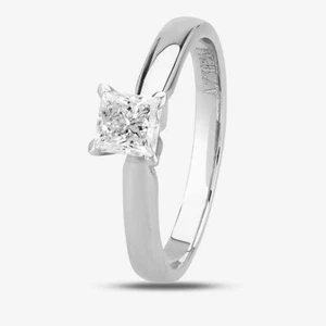 Anillo solitario en forma de V de diamantes de 0,50 quilates talla princesa platino colección 1888... - Imagen 1 de 3