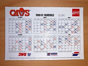 1990-91 CLEVELAND CAVALIERS NBA BASKETBALL MAGNET SCHEDULE SKED COCA-COLA & WOIO - Picture 1 of 1