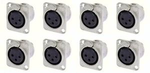 (8er-Pack) Neutrik NC3FD-L-1 3-PIN XLR Buchse D Typ Panel Befestigung - Nickel - Bild 1 von 1