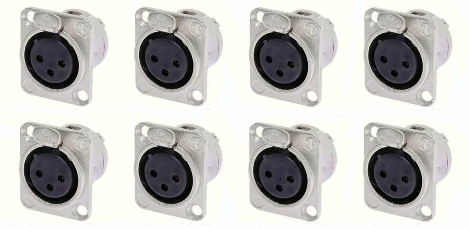 (PAQUETE DE 8) NEUTRIK NC3FD-L-1 3 PINES XLR hembra tipo D montaje en panel - níquel Foto 1 de 1