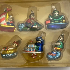 Set of 6 Department 56 Tiny Trimmings Mini Glass Sea Vehicles Ornaments - Picture 1 of 9