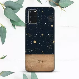 Custom Name Celestial Stars Holzhülle für Samsung Note 20 S20 S21 S22 S23 S24 FE - Bild 1 von 1