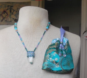 Quarz Kristall Spitze Perlenkette mit Amethyst, Aventurin Edelstein Perlen - Bild 1 von 7