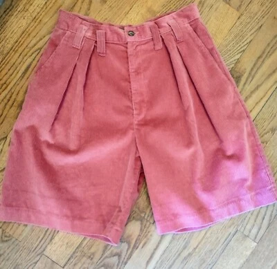 Vintage Corduroy Shorts Cords Bermuda High Rise Cotton Paris Sport Club Pink 6 - Image 1 of 4