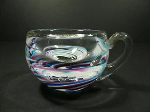 Tazza in vetro Studio Art fatta a mano modello vortice firmata L&L Chip James - Foto 1 di 6