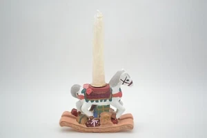 Vintage Ceramic Carousel Horse Candle Holder Christmas Decor with Candle - Picture 1 of 12