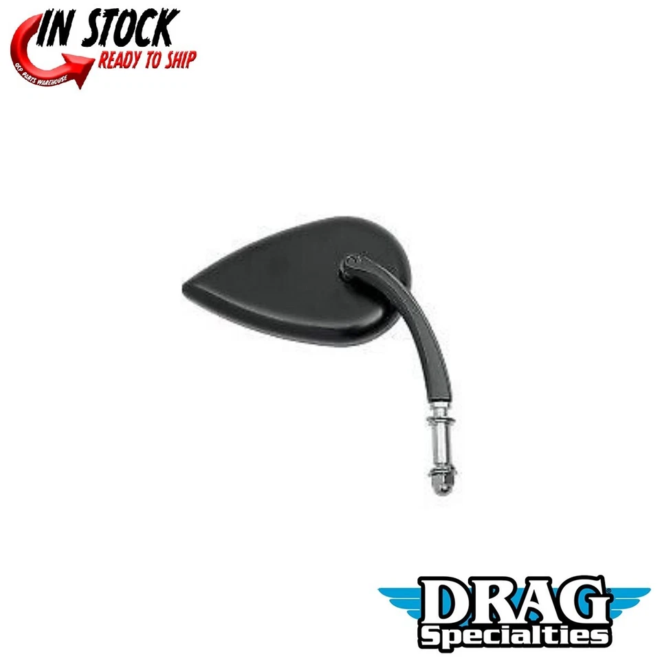 Espejo de lágrima Drag Specialties negro de vástago corto (SE VENDE CADA UNO) para Harley Foto 1 de 4